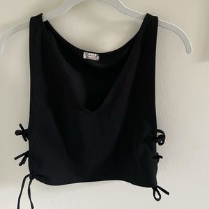 Free People black crop top with cutout detailing